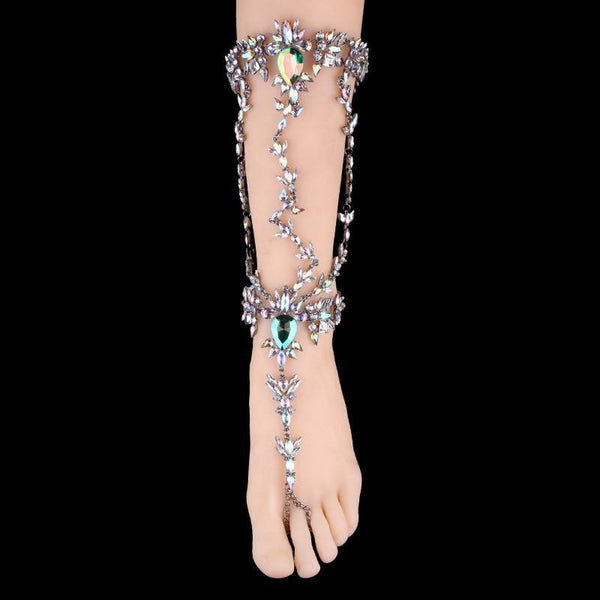 Jeweled Austrian Crystal Prison Leg Chain - FeetyWeety