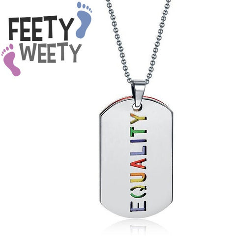 Love Wins Stainless Steel Rainbow Pride Dogtag - FeetyWeety