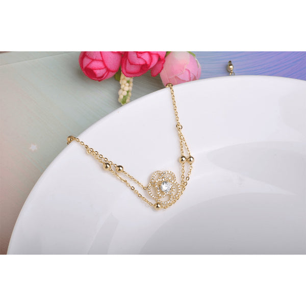 Gold Plated Infinity Rose Ankle Bracelet - FeetyWeety