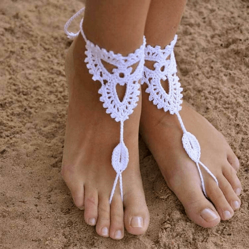 Handmade Organic Cotton Crochet Anklet - FeetyWeety