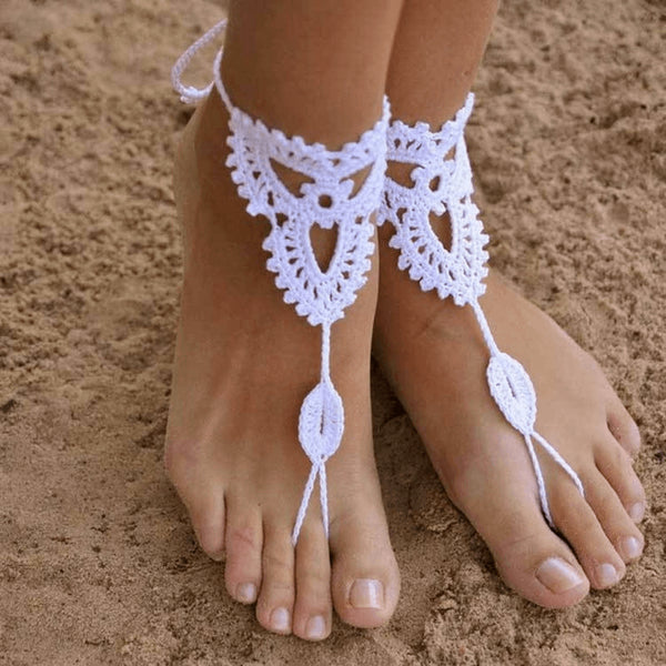 Handmade Organic Cotton Crochet Anklet - FeetyWeety
