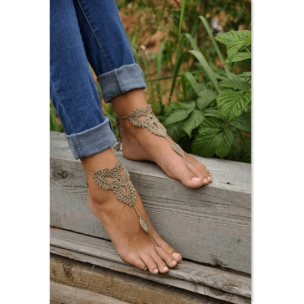 Handmade Organic Cotton Crochet Anklet - FeetyWeety