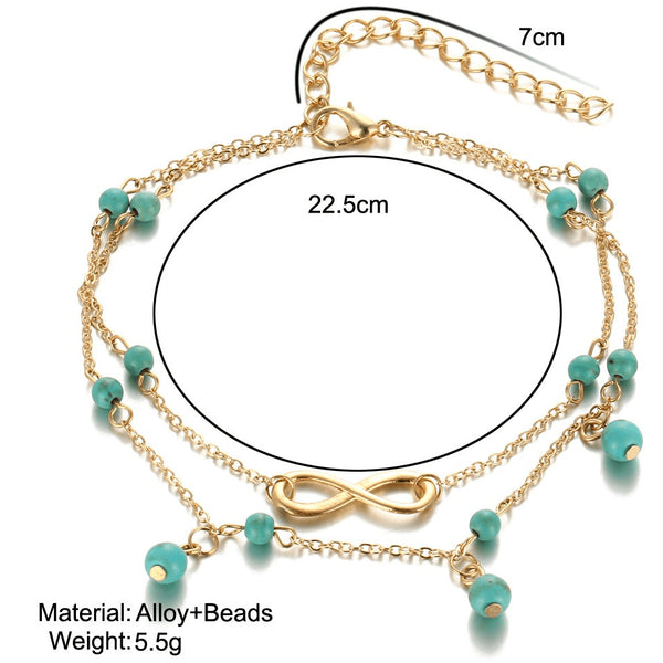 Infinite Turquoise SIlver & Gold Ankle Bracelet - FeetyWeety