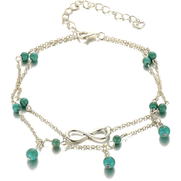 Infinite Turquoise SIlver & Gold Ankle Bracelet - FeetyWeety
