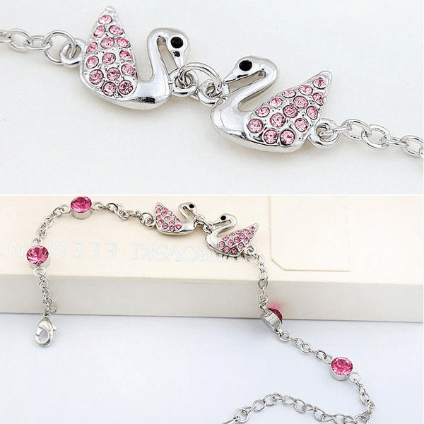 Austrian Crystal Swan Queens Charm Anklet - FeetyWeety