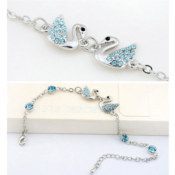 Austrian Crystal Swan Queens Charm Anklet - FeetyWeety