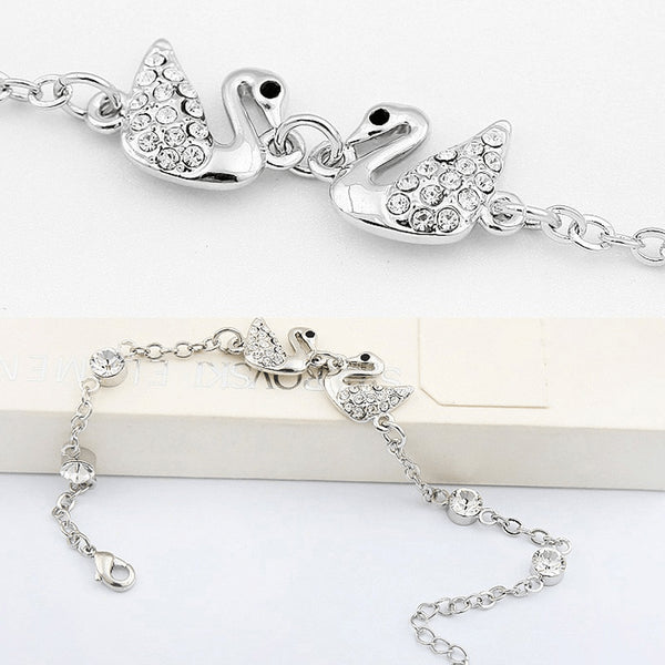 Austrian Crystal Swan Queens Charm Anklet - FeetyWeety