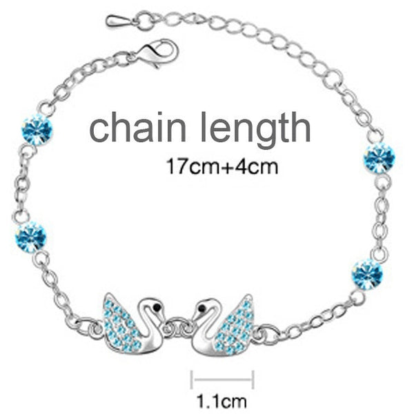 Austrian Crystal Swan Queens Charm Anklet - FeetyWeety