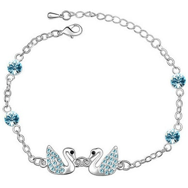 Austrian Crystal Swan Queens Charm Anklet - FeetyWeety