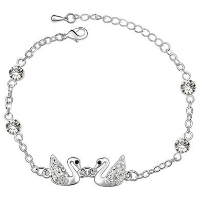 Austrian Crystal Swan Queens Charm Anklet - FeetyWeety