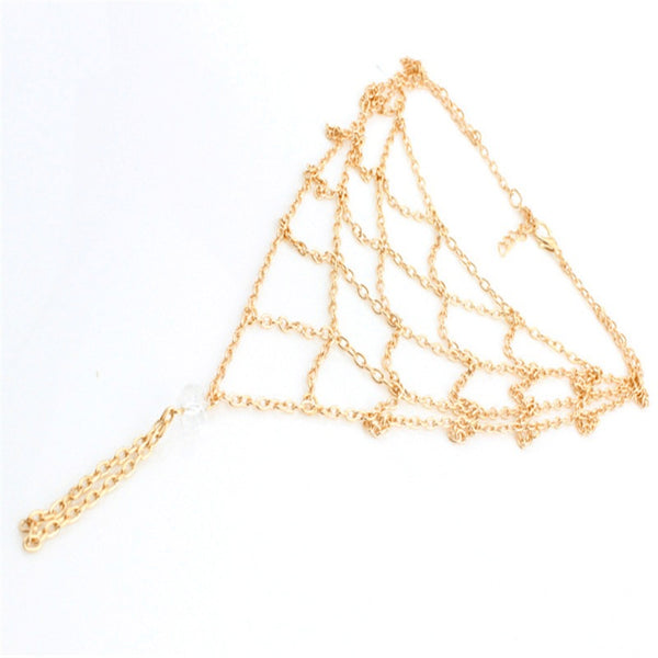 Bohemian Fine Gold Cobweb Anklet - FeetyWeety