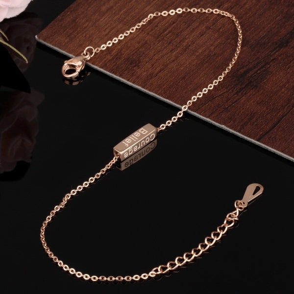 Rose Gold Plated Fate Cube Fine Chain Anklet - FeetyWeety