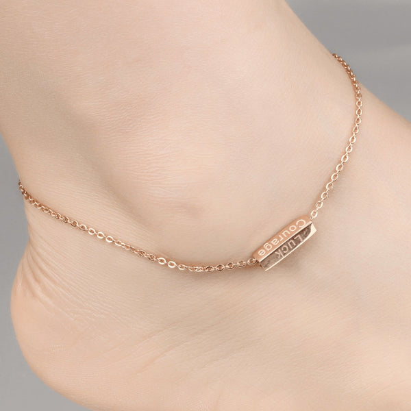 Rose Gold Plated Fate Cube Fine Chain Anklet - FeetyWeety