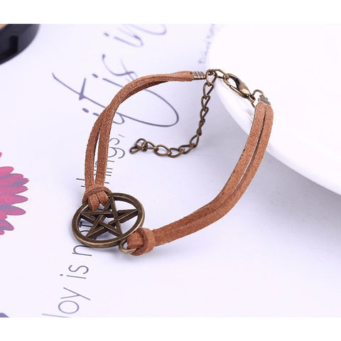 Handmade Velvet Leather Pentagram Gothic Anklet - FeetyWeety