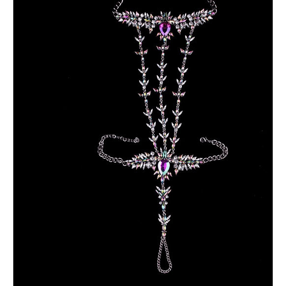 Jeweled Austrian Crystal Prison Leg Chain - FeetyWeety