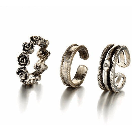 Silver Plated Vintage Toe Rings - Set Of 3 - FeetyWeety