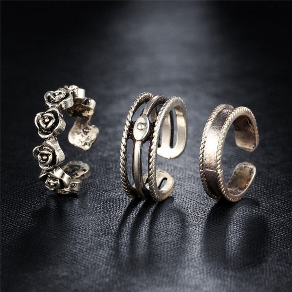 Silver Plated Vintage Toe Rings - Set Of 3 - FeetyWeety