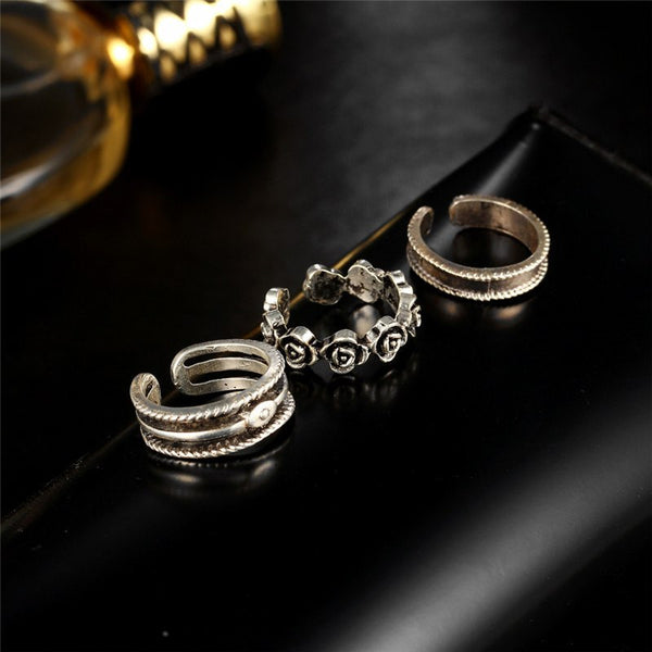 Silver Plated Vintage Toe Rings - Set Of 3 - FeetyWeety