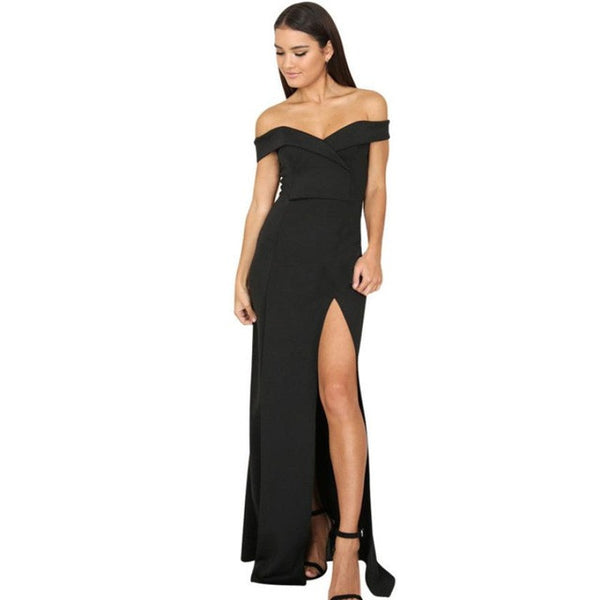 Off Shoulder Sleeveless Split Fork Dress