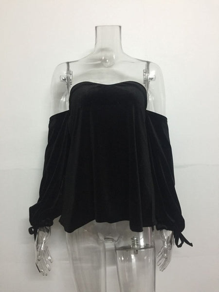 Yes Girl - Strapless Long Sleeve Loose Blouse