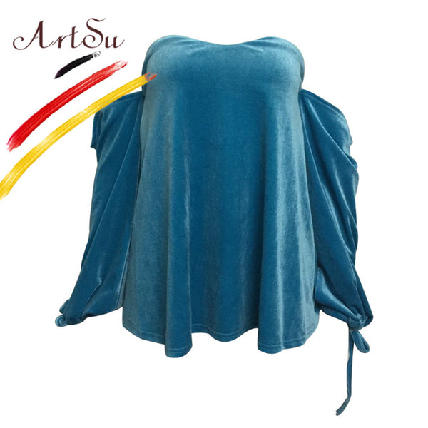 Yes Girl - Strapless Long Sleeve Loose Blouse