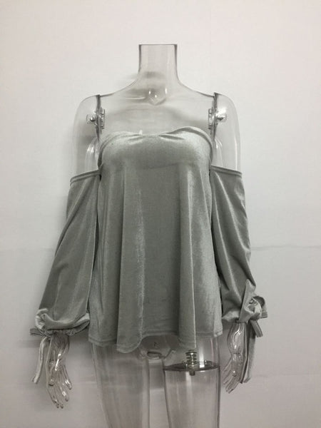 Yes Girl - Strapless Long Sleeve Loose Blouse