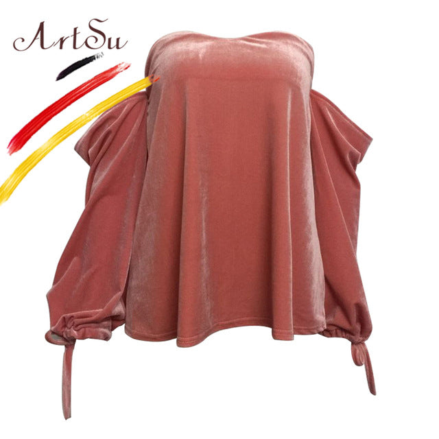 Yes Girl - Strapless Long Sleeve Loose Blouse