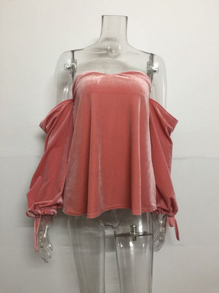 Yes Girl - Strapless Long Sleeve Loose Blouse