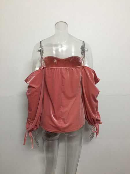 Yes Girl - Strapless Long Sleeve Loose Blouse