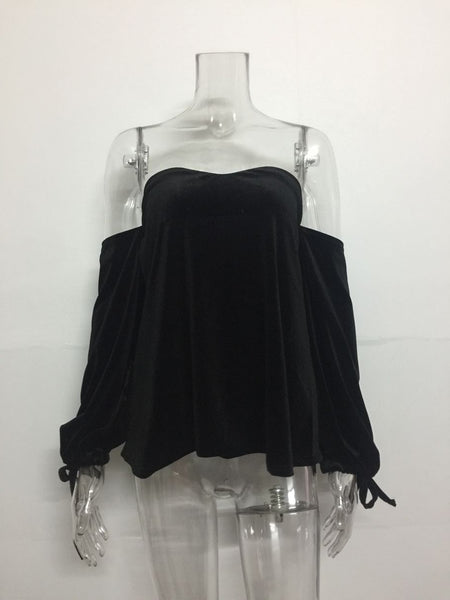 Yes Girl - Strapless Long Sleeve Loose Blouse