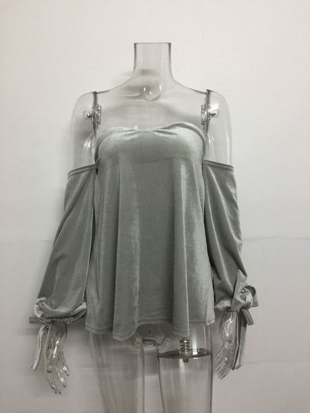 Yes Girl - Strapless Long Sleeve Loose Blouse