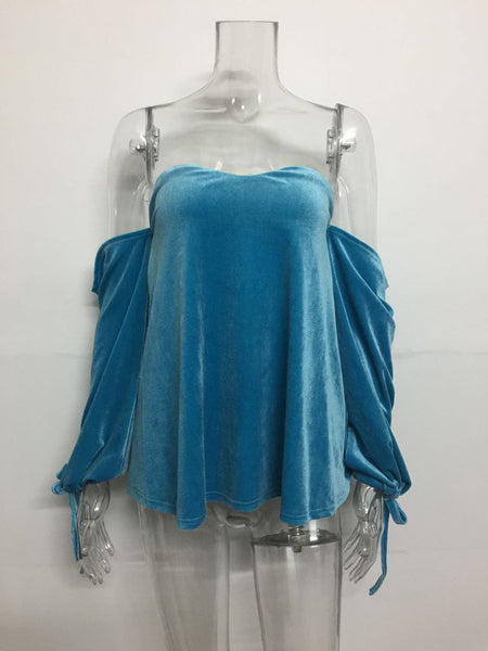 Yes Girl - Strapless Long Sleeve Loose Blouse