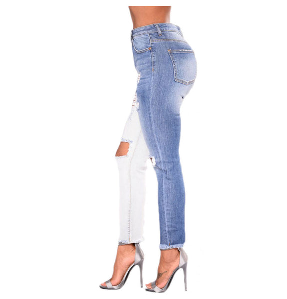 Change The Game - Color Collision Stretch Ripped Jeans