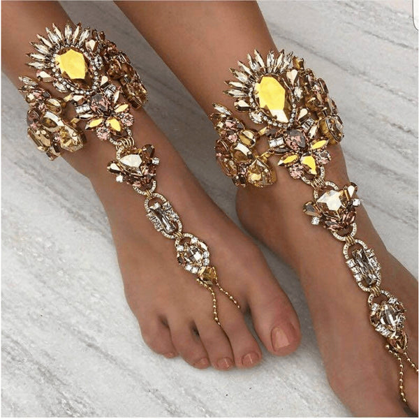 Dark Princess Full Crystal Rhinestone Anklet - FeetyWeety