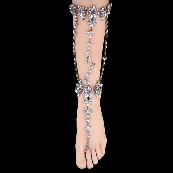 Jeweled Austrian Crystal Prison Leg Chain - FeetyWeety