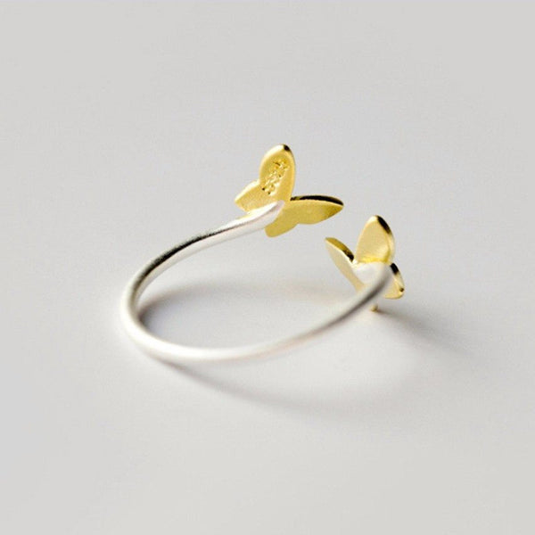 Sterling Silver Golden Spring Butterflies Toe Ring - 925 - FeetyWeety