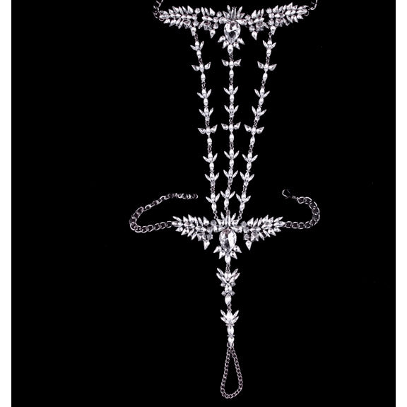 Jeweled Austrian Crystal Prison Leg Chain - FeetyWeety