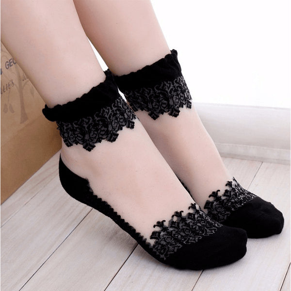 Ultrathin Crystal Silk Lace Ladies' Socks - 6 Variants - FeetyWeety