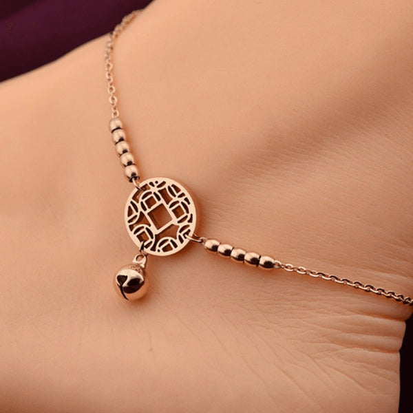 Fine Rose Gold Plated Chime Anklet - FeetyWeety