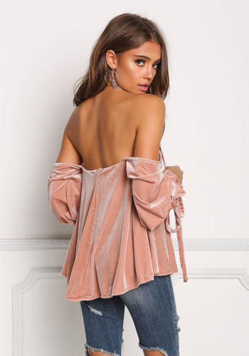 Yes Girl - Strapless Long Sleeve Loose Blouse