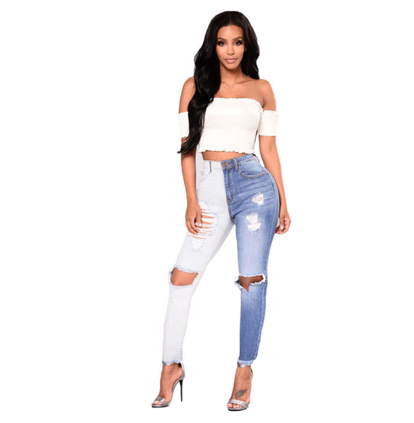Change The Game - Color Collision Stretch Ripped Jeans